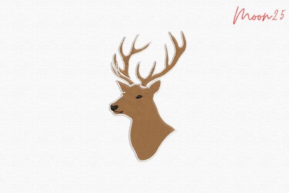 Detailed Deer Head Antler Profile Stitch