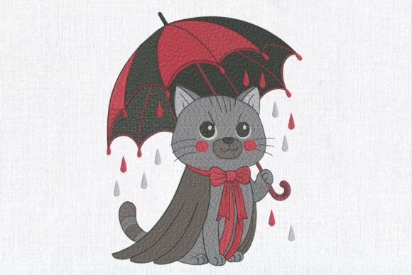Halloween Funny Cat with Umbrella